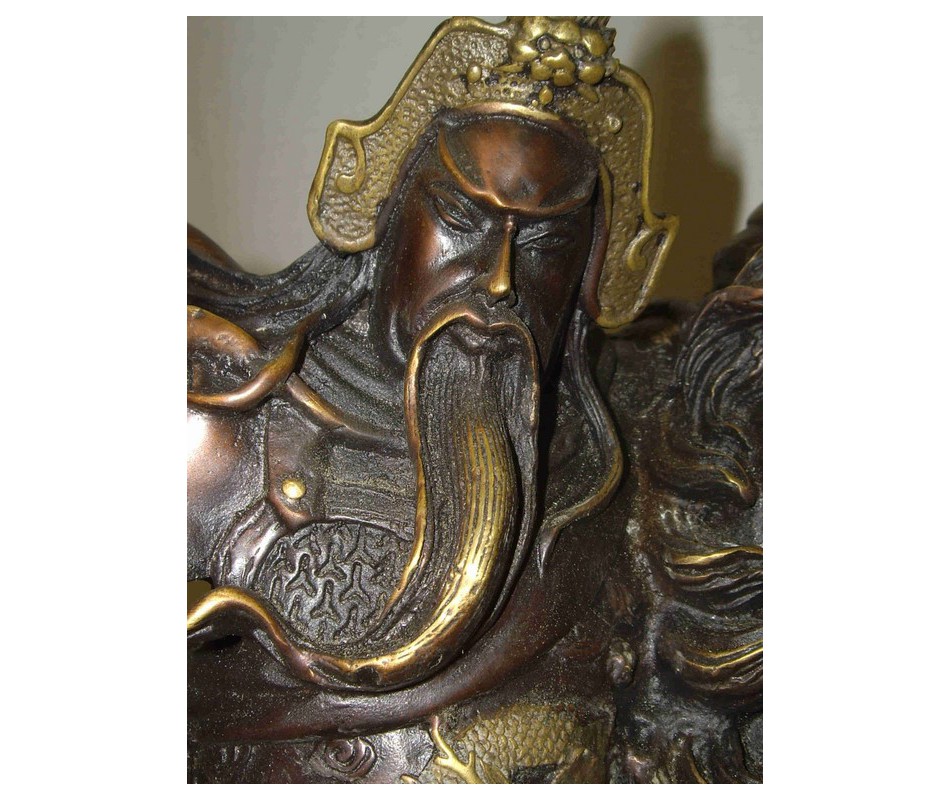 FIGURA CABALLO CON SAMURAI BRONCE